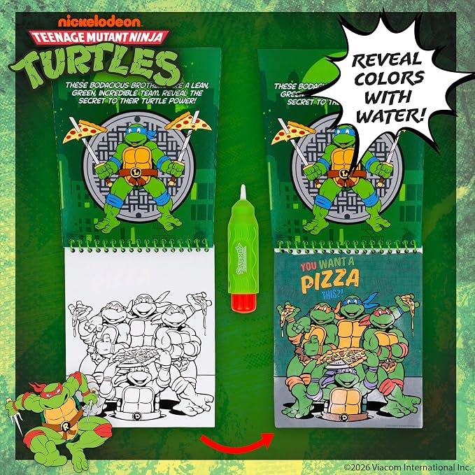 Teenage Mutant Ninja Turtles® Aqua Art, Great Kids Ninja Turtles Toys, TMNT Mess Free Coloring for Toddlers Paint with Water Books for Kids, Toddler Car Activities & Travel Toys, Water Painting Book