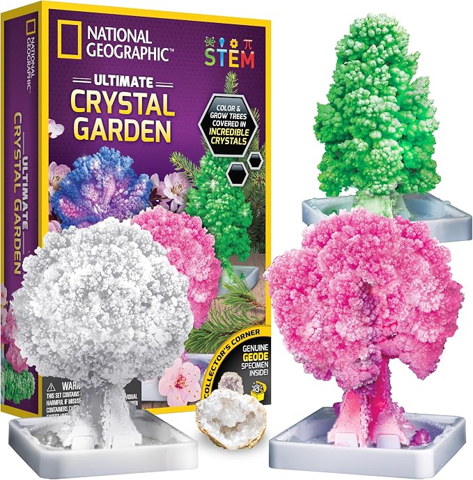 National Geographic Crystal Growing Craft Kit to Create a Crystal Garden | Fast 6-Hour Growing Time, Colorful Crystal Garden, Art Project, Real Geode Specimen, STEM Crafts for 8-12, Birthday Gift