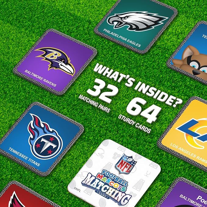 MasterPieces Sports Games - NFL Mascots Matching Game - Game for Kids and Family - Laugh and Learn