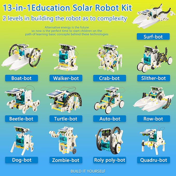 STEM 13-in-1 Solar Power Robots Toy,Educational Experiment DIY Robotics Kit | Science Toy Solar Powered Building Robotics Set Age 8-12 for Boys Girls Kids Teens to Build
