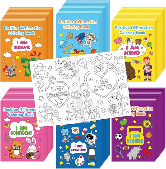 Dvbonike 24Pcs Positive Affirmation Coloring Books Motivational DIY Pages | Color-in Drawing Booklet, Promote Confidence Activity, Stress Relieving, Party Favor, School Supplies, Classroom Reward, Gift