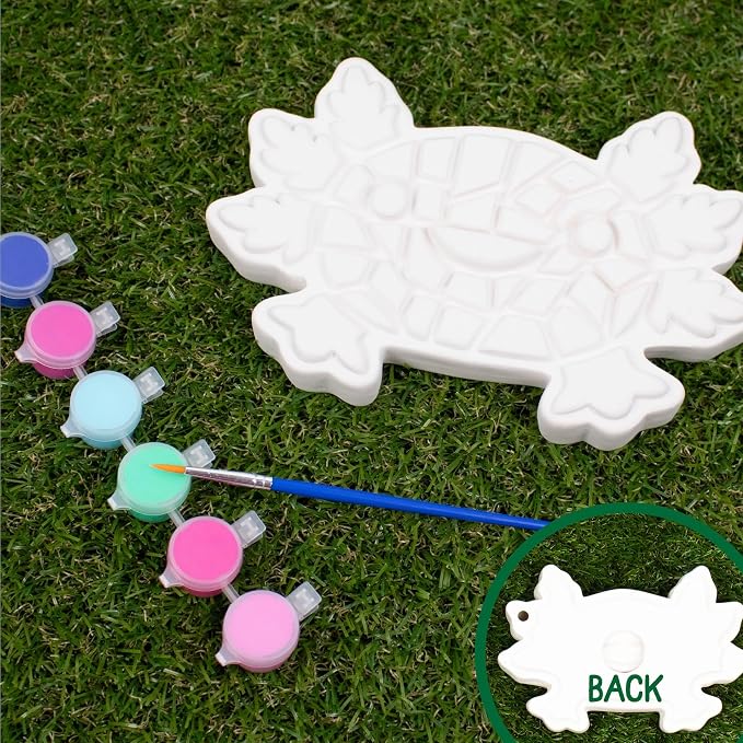 Creative Roots Axolotl Stepping Stone Kit, 7-Inch Paintable Ceramic Stepping Stone, Includes 6 Acrylic Paints, Kids Crafts, Ages 8+