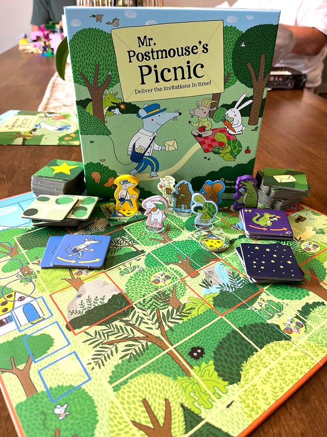 GIGAMIC Mr. Postmouse’s Picnic | Adorable Animal Adventure Board Game for Kids | Help Mr. Postmouse Get His Friends to the Picnic | Cooperative Tile Flipping Kids Game | Ages 4+ | 1-4 Players | 30 Min