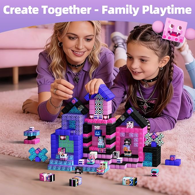 GobiDex 200PCS Magnetic Building Blocks Band Stage with Figures for Girl 3+ | Birthday Gift, STEM Sensory, Creative Play, Compatible, 0.8-inch, Safe & Durable, With Storage Box, 200PCS, Classroom Fun