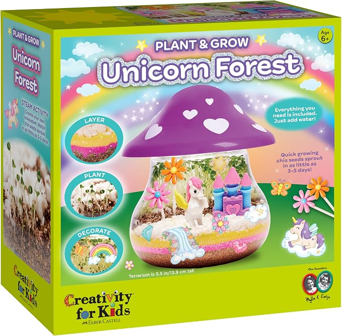 Creativity for Kids Plant and Grow Unicorn Forest: Terrarium Kit for Kids, Unicorn Toys and STEM Kits, Screen Free Summer Crafts & Arts and Crafts for Girls (Ages 6+)