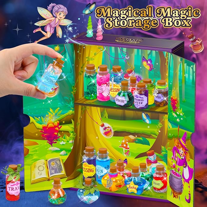 CARTELL Fairy Magic Potions Kit for Kids, Potions Craft Kit Age 6-10 | 26 DIY Mixed Wizard Potion Bottles, Mystery Potions Kit, Christmas Decorations Gifts for 6 7 8 9 10+ Year Old Girls Boys