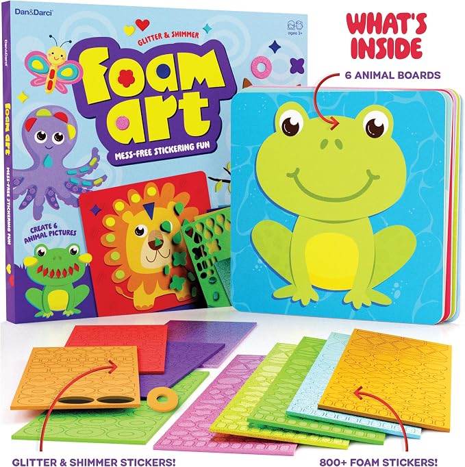 Foam Sticker Art Craft for Kids - Toddler Arts & Craft - Mess Free Activity | Toddler Craft Kit for Ages 3-5 - Boys 4-6 Birthday Gift - DIY Kid Activities Ages 3 4 5 6 Years - 4 Year Old Boy Gifts