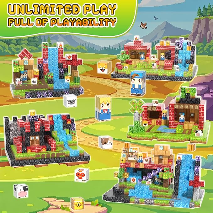 400PCS Magnetic Blocks, Magnetic Building Blocks, 0.78in Magnetic Building | STEM Game Stacking Toys for Kids, Birthday Gifts for Boys and Girls Age 3+ Years Old