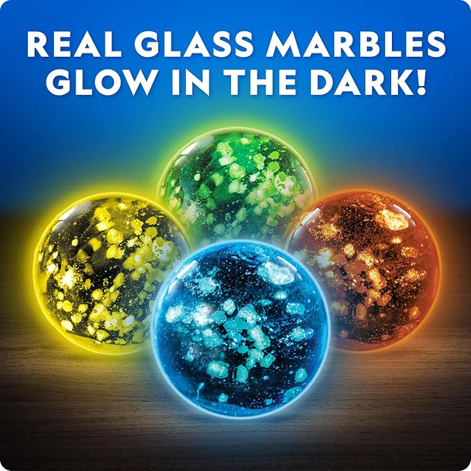 National Geographic Glow-in-the-Dark Marble Run for Kids Ages 8-12 | 15 Glow-in-the-Dark Glass Marbles, Storage Bag, Construction Toy, STEM Building Project, Birthday Gift