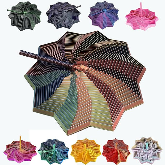 3D Printed Expanded Sensory Fidget Star - 2025 Sensory Fidget Star with Handle, Multi-Colored Whirling Spiral 3D Fidget Toy, Multiple Ways to Play for Adult Relieving Stress (Colorful A,4.3in)