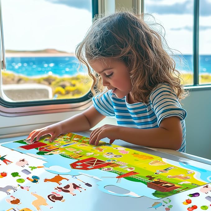 JOYIN Farm Animals Reusable Sticker Book for Toddlers, 3D Sticker Book for Kids 3 4 5, Travel Essentials, Airplane Activity Toys, Crafts Gifts, Birthday Gifts