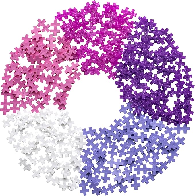PLUS PLUS 240 Piece Glitter Mix Tube & Baseplate - Waffle Blocks Stem Toy | Sensory Bin Fillers, Gifts for Boys & Girls, Classroom Must Haves, Christmas Stocking Stuffers for Kids, Math Manipulatives