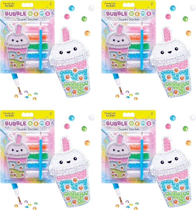 Creativity for Kids Bubble Gem Super Sticker: Bubble Tea | Summer Crafts for a Group | Bubble Tea Crafts and Diamond Painting Kits for Kids (Ages 6+)