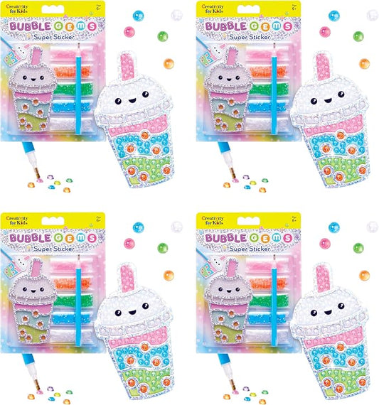 Creativity for Kids Bubble Gem Super Sticker: Bubble Tea | Summer Crafts for a Group | Bubble Tea Crafts and Diamond Painting Kits for Kids (Ages 6+)