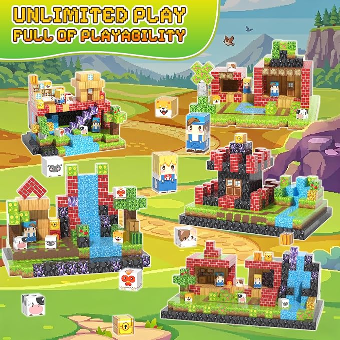 300PCS Magnetic Blocks, Magnetic Building Blocks, 0.78in Magnetic Building | STEM Game Stacking Toys for Kids, Birthday Gifts for Boys and Girls Age 3+ Years Old