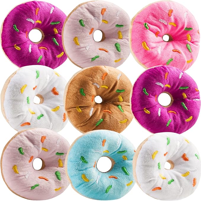 Plush Donut Toys with Sprinkles (12-Pack) Stuffed Donut Party Favors | Soft Stuffed Donuts for Donut Party Supplies, Birthday Decorations, Stocking Stuffers, Kids Party Favors & Classroom Rewards