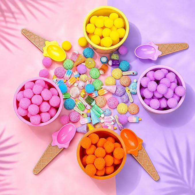 227PCS Ice Cream Sensory Materials Set, Summer Sorting and Counting Activity Supplies, Fine Motor Manipulatives for Classroom, Home and Travel （ice cream）