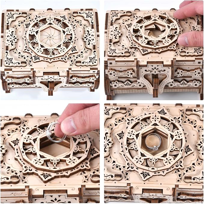 Varbertos 3D Wooden Puzzle Mechanical Treasure Box, Wood Creative Assembly Model Building Kits to Build for Adults and Teens, DIY Wooden Puzzle Hobbies Projects Gift for Women and Kids