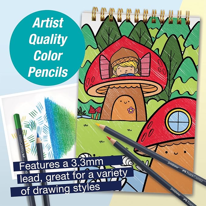 Faber-Castell Learn to Draw Enchanted Forest: Step-by-Step Drawing Kit with 100+ Activities, Goldfaber Colored Pencils, Stickers & More | Screen-Free Art Gift for Kids, Tweens & Beginners (Ages 8+)