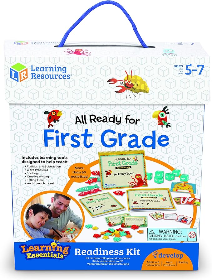 Learning Resources All Ready for First Grade Readiness Kit | Activities, School Preparation Toys, Homeschool, 32 Page Guide Included, Ages 5+