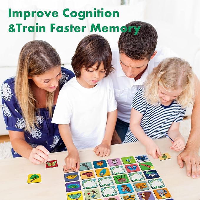 Hebayy Memory Matching Game, 72 PCS Camping Theme Matching Cards for Toddlers 36 Designs Memory Cards Educational Learning Toys for Preschool 4 5 6 Years Old