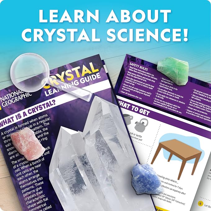 National Geographic Mega Crystal Growing Kit with 8 Crystals Ages 8-12 | Grow 8 Colorful Crystals, Light-Up Night Display, Crystal Making Experiment, Science Kit, STEM Learning, Birthday Gift
