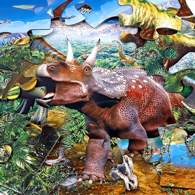 Jumbo Floor Puzzle for Kids,48 Piece Volcano Dino Jigsaw Puzzle Ages 3-8 | Thick Cardboard Volcano Dinosaur Puzzle for Preschool Learning, Toddlers Ages 3-8, 35x24 in Completed,Gift for Boys and Girls