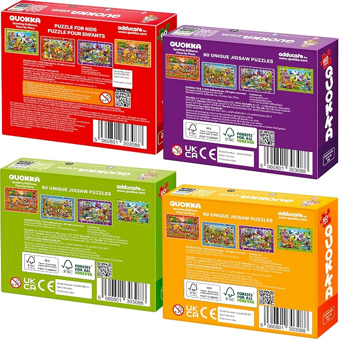 Puzzles for Kids Ages 6-8 - 4 x 60 Piece Jigsaw Kids Puzzles Ages 4-6 | Search & Find Kids Puzzles Ages 5-8 - Animals and Bugs - Educational Learning Gift for Toddlers 3 Year Olds