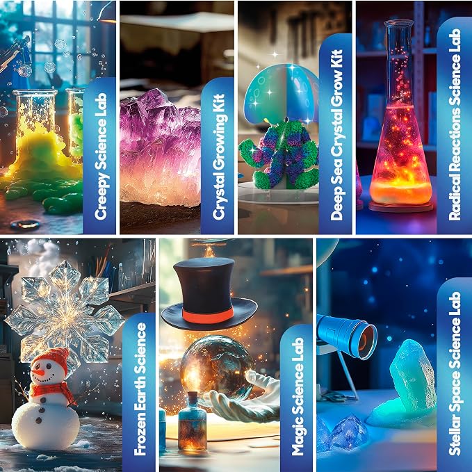 Discovery Mini Science Kit 8-Pack, 32 STEM Science Experiments for Kids, Chemistry, Crystal Growing, Slime, Magic, Space, Creepy, Frozen Activity Sets, Educational Learning Toy, Boys Girls Gift Age 8+