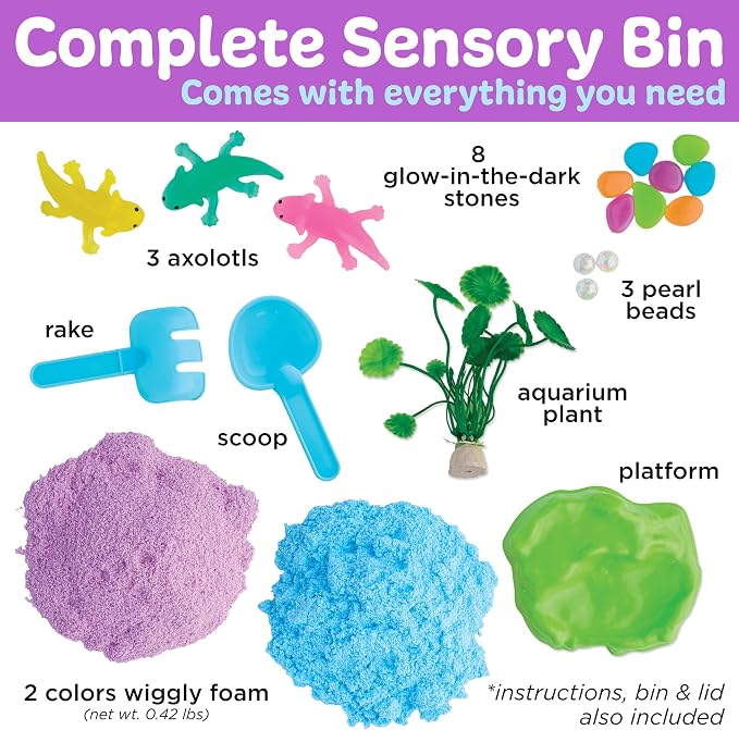 Creativity for Kids Sensory Bin: Axolotl | Hands-On Activity with Wiggly Foam, Figures & Tools | Encourages Fine Motor Skills, Creativity & Calm (Ages 3+)