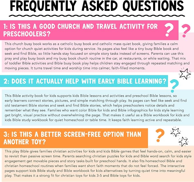 Hadley Designs My First Bible Busy Book Toddlers 3-5, Montessori Preschool Learning Activities Age 4-5, 152 Pcs Velcro Bible Activity Book, Church Quiet Activities for Kids, Noahs Ark Toys for Toddler