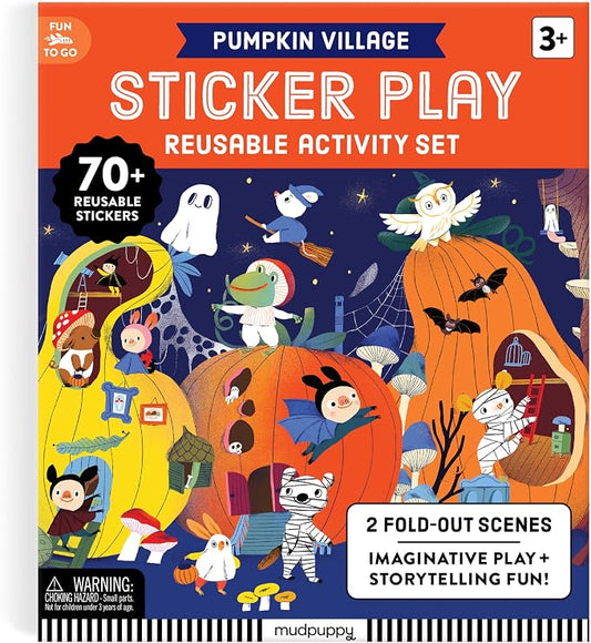 Mudpuppy Pumpkin Village Sticker Play Activity Set – Reusable Sticker Set Featuring Fun Fall Pumpkin Scene