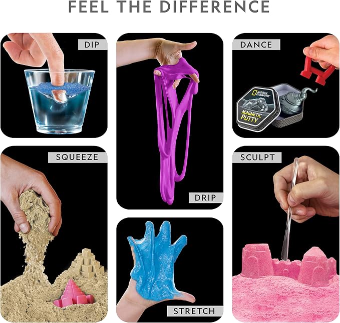 National Geographic Mega Sensory Science Kit with Slime, Moon Sand & Putty | Sensory Play Sand, Slime, Putty and More Projects, Hands-On Experiments, Tactile STEM Learning, Science Gift, Birthday Gift