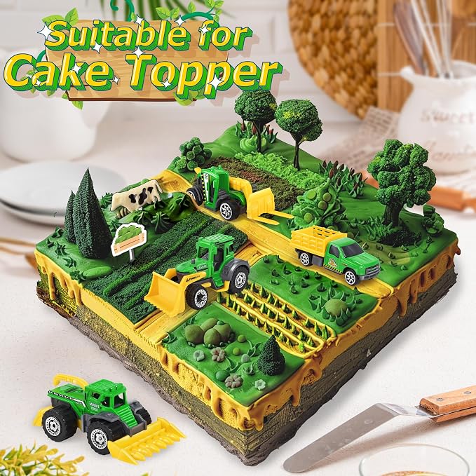 Oriate Diecast Farm Tractor Toys Set for Kids Boys Girls Age 3-5, 6pcs Cars | Harvester,Transporter, Truck, Sprayer Small Farming Toy Tractors, Mini Vehicles Model Farm Equipment, Christmas Birthday Gift