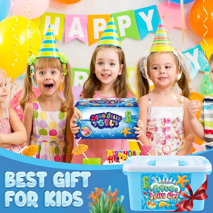 wookidel Magic Gel Water Elf Toy Kit, Aqua Fairy Water Gel Kit for Kids | 10 Gels & Mold Water Pets, DIY Squishy Maker Kit, Make Your Own Squishies Sensory Toys, Art Craft Gift for Girls Christmas