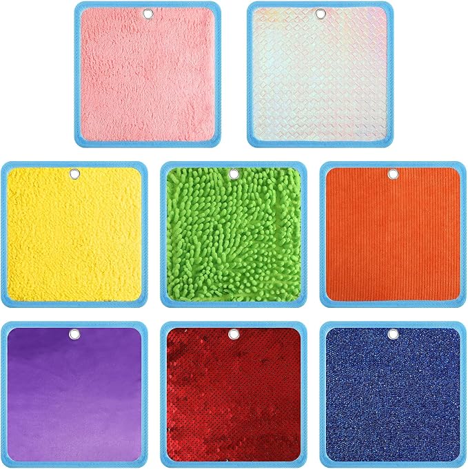 Boao 8 Set Mini Sensory Mats Assorted Textured Play Mats Sensory Floor Tiles Educational Tactile Toys for Activity(7.9 Inch,Square)
