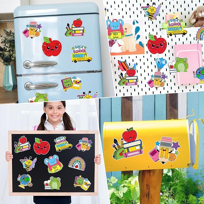 Back to School Coloring Arts Crafts Kits - 30Pcs Color Your Own First Day of School Magnets for Kids DIY School Bus Coloring Magnet for New School Year Party Fridge Refrigerator School Activity Decors