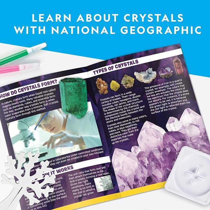 National Geographic Crystal Growing Craft Kit to Create a Crystal Garden | Fast 6-Hour Growing Time, Colorful Crystal Garden, Art Project, Real Geode Specimen, STEM Crafts for 8-12, Birthday Gift
