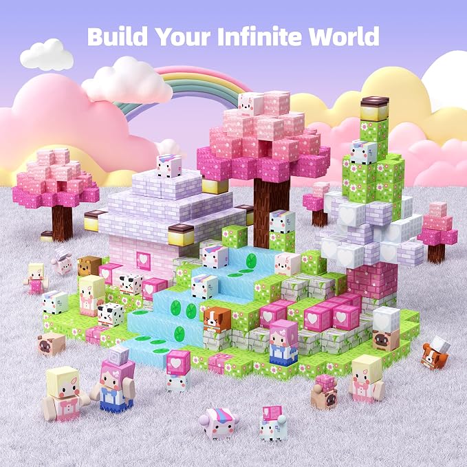GobiDex Magnetic Building Blocks Princess Castle for Girls Age 3+ Year Old | STEM Sensory, Birthday Gift, Magnet Game, Compatible, Safe & Durable, With Storage Box, 48pcs, Toddler, Quiet Time, Group Fun