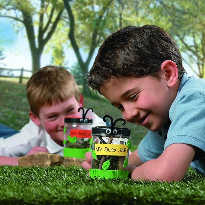 Fun Express Bug Catcher Kit for Kids - Makes 12 Bug Jars with Craft Supplies | Bug House Container with Ventilated Lids for Lightning Bug Catching | VBS Crafts, Bug Party Favors & Nature Explorer Kit