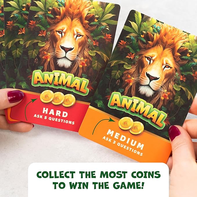 Guess the Animal Game for Kids & Family, Fun Guess in 5 Clues Learning Toy | Animal guessing card game for kids & adults, animal trivia board game, animal trading cards, home, school, travel, classroom