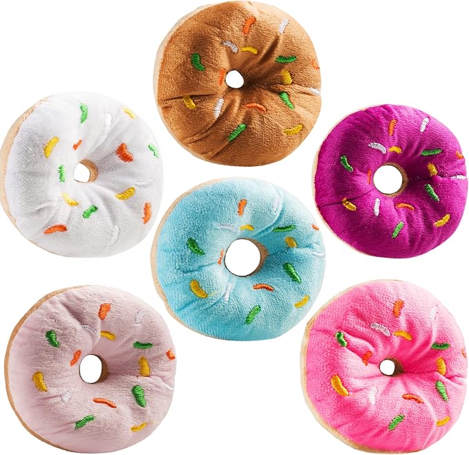Plush Donut Toys with Sprinkles (6-Pack) Stuffed Donut Party Decorations | Soft Stuffed Donuts for Birthday Decorations, Donut Party Supplies, Party Favors, Kids Gifts, Photo Props & Classroom Rewards