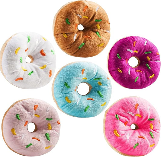 Plush Donut Toys with Sprinkles (6-Pack) Stuffed Donut Party Decorations | Soft Stuffed Donuts for Birthday Decorations, Donut Party Supplies, Party Favors, Kids Gifts, Photo Props & Classroom Rewards