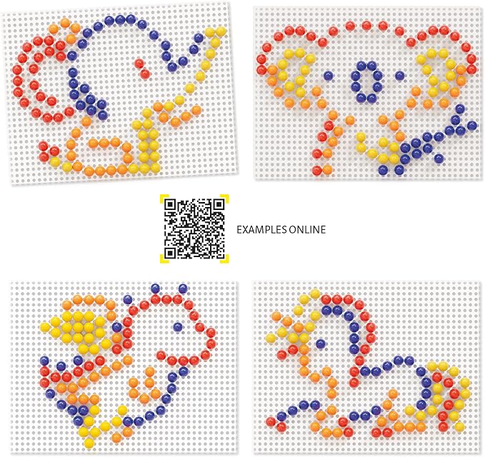 Quercetti Fantacolor Basic Pegboard Toy - 100 Pieces with 10mm Pegs in 4 Colors to Create Mosaic Art, for Kids Ages 3-6 Years,Multi Color