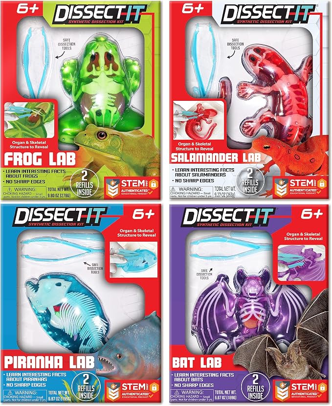 Dissect-It, Variety Animal Dissection Kit, STEM Toys for Kids, Ages 6+ | Multiple Animal Models, Explore Realistic Organs & Complete Skeletons, Then Rebuild with 2 Gel Refill Packs