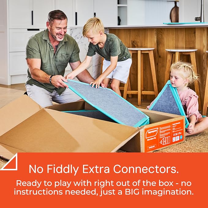 Superspace Giant Magnetic Fort Building Panels - The Little Set, Pine, 16 Panels, Life-Size Magnetic Tiles for Kids, Build Forts Castles Nooks, Eco-Felt STEM Toy Ages 3+, Indoor & Outdoor