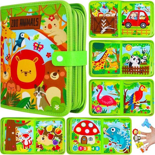 Farm Montessori Busy Book for Toddlers 1-3 - Soft Fabric Sensory Busy Board Quiet Activity Books for 1 2 3 Year Old Toddler Boy Girl Gifts - Airplane Car Travel Essentials Educational Learning Toys
