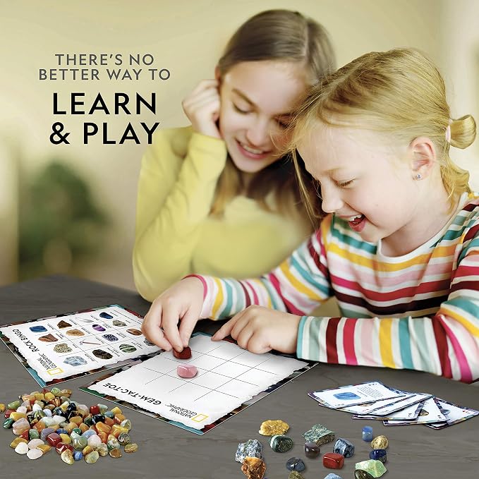National Geographic Rock Bingo and Gemstone Trivia Game for Kids | 150+ Rocks and Minerals, Rock Bingo, Mineral Memory, Gemstone Trivia and Card Games, Geology Learning, Family Game