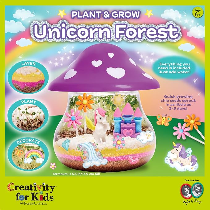 Creativity for Kids Plant and Grow Unicorn Forest: Terrarium Kit for Kids, Unicorn Toys and STEM Kits, Screen Free Summer Crafts & Arts and Crafts for Girls (Ages 6+)