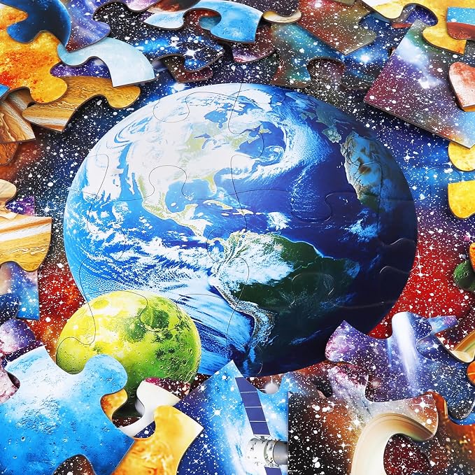 Jumbo Floor Puzzle for Kids,48-Piece Galaxy Jigsaw Puzzle Ages 3-8 | Outer Space Jigsaw Puzzle,Extra-thick Cardboard,Preschool Learning Toy,35x24 in Completed,Geography Gift for Boys and Girls